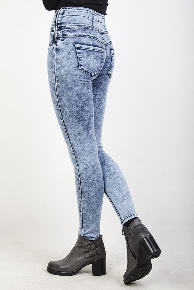 Jasne spodnie skinny jeans z zamkiem z boku