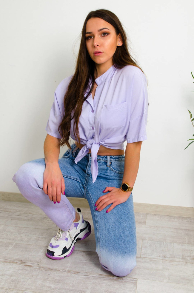 SPODNIE JEANSOWE DWUKOLOROWE TYPU STRAIGHT WIDE