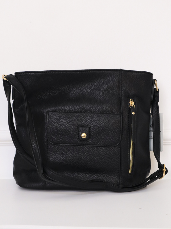 TORBA SHOPPERKA Z IMITACJI SKÓRY- CZARNA