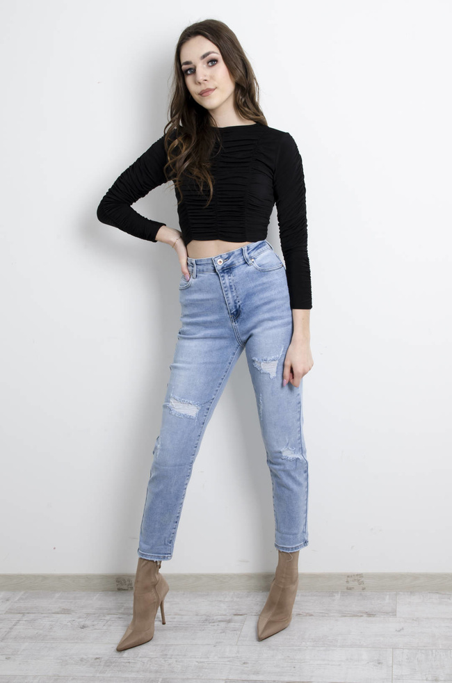 BLUZKA CZARNA MARSZCZONA 