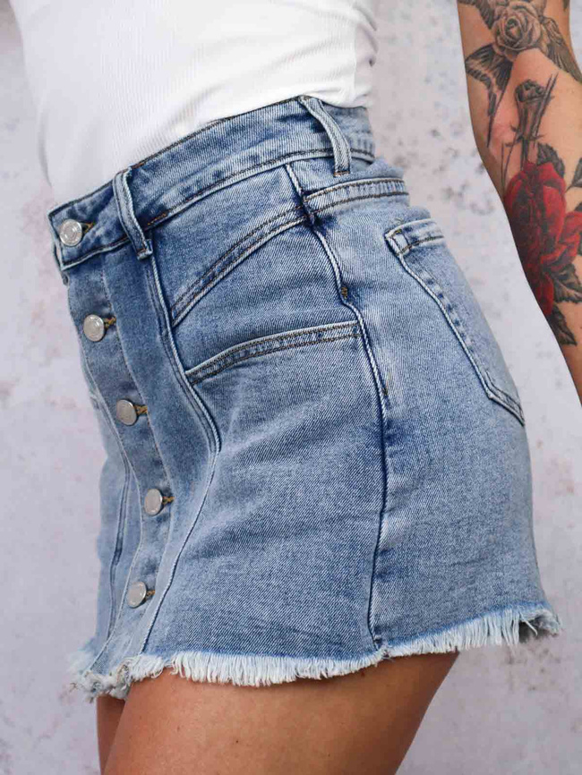 SPÓDNICO-SPODENKI ZAPINANE NA GUZIKI- JEANSOWE