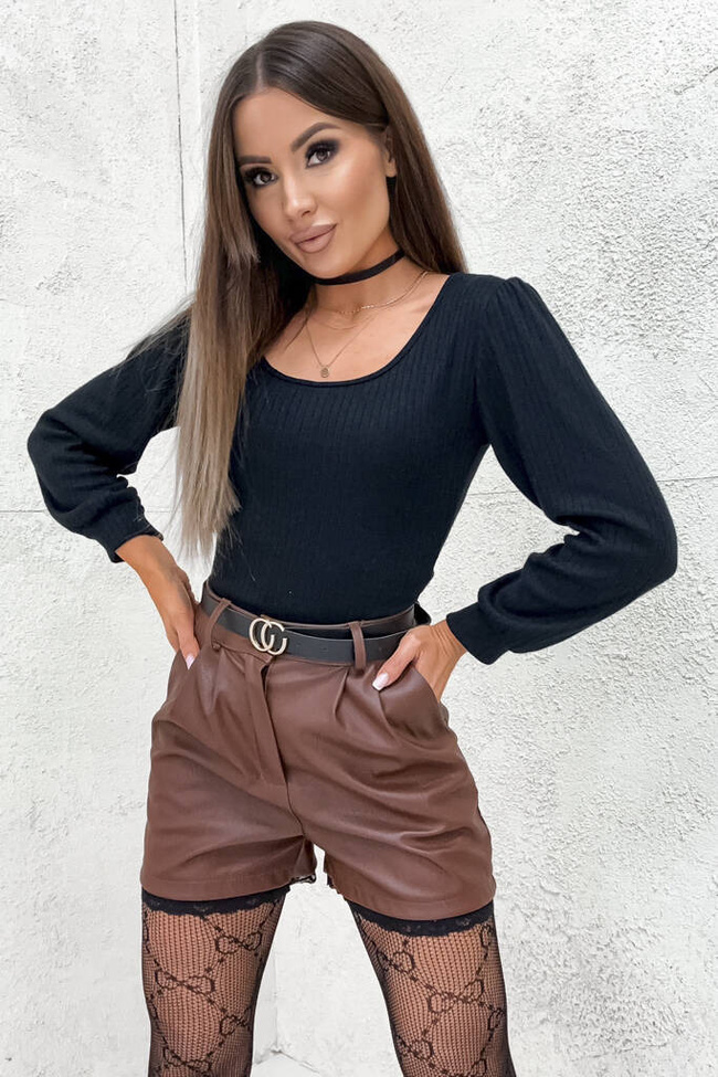 DOPASOWANE PRĄŻKOWANE BODY ONE SIZE - CZARNE