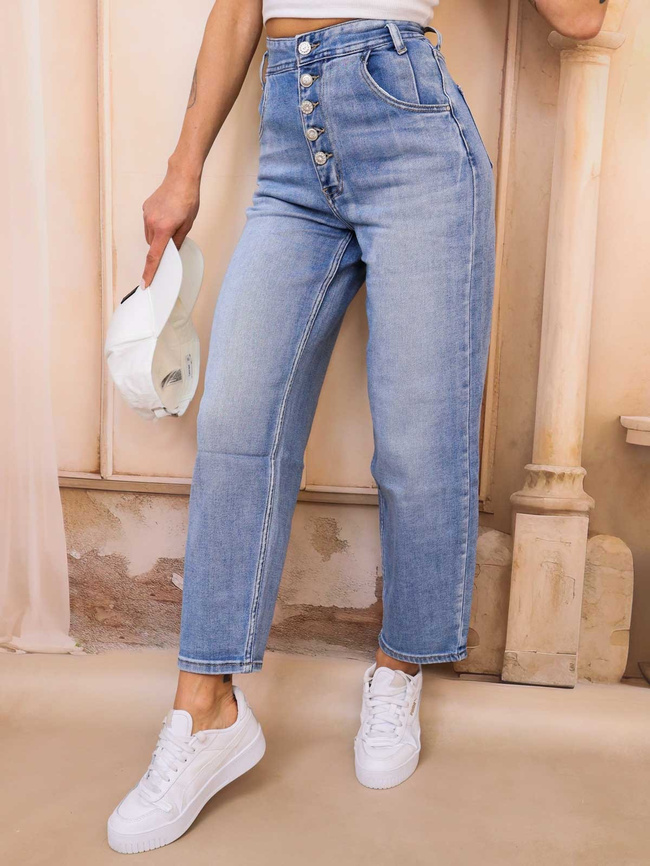 SPODNIE JEANSOWE Z ASYMETRYCZNYM PASEM