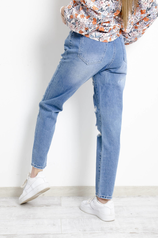 JASNE SPODNIE JEANSOWE TYPU BOYFRIEND Z PRZETARCIAMI