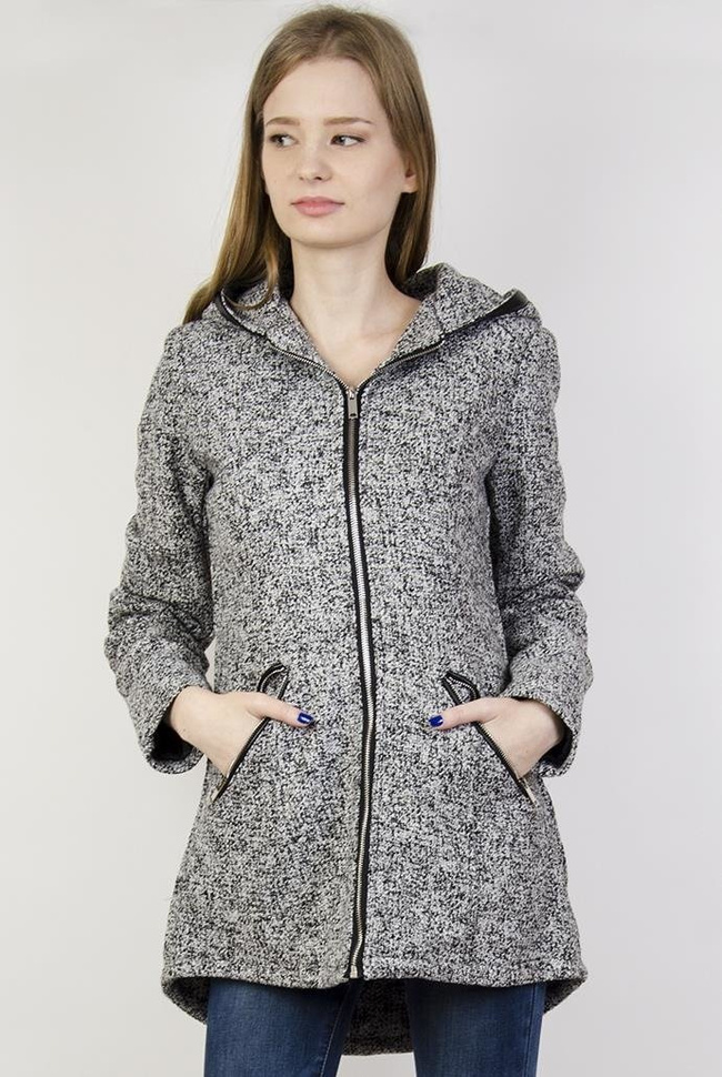 Jasnoszary płaszcz zapinany na zamek