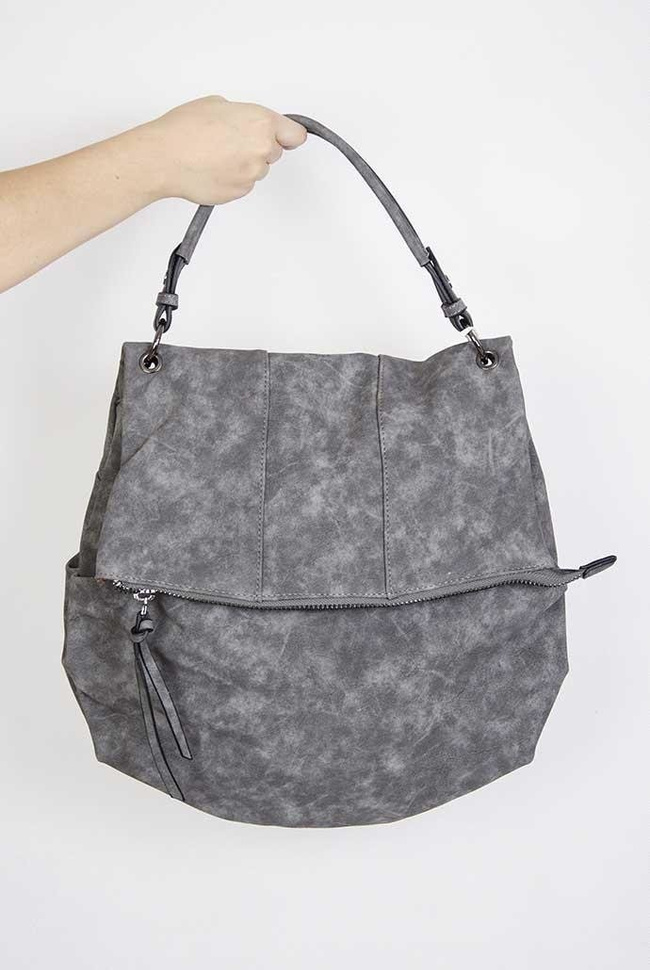 Duża szara torebka z nubuku