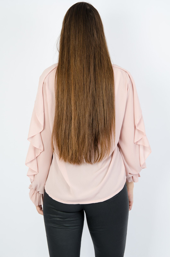 RÓŻOWA BLUZKA Z FALBANAMI