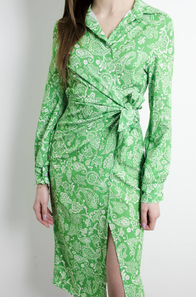 SUKIENKA ZIELONA WIĄZANA W PASIE