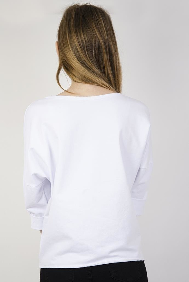 Biała bluzka ze srebrnym misiem