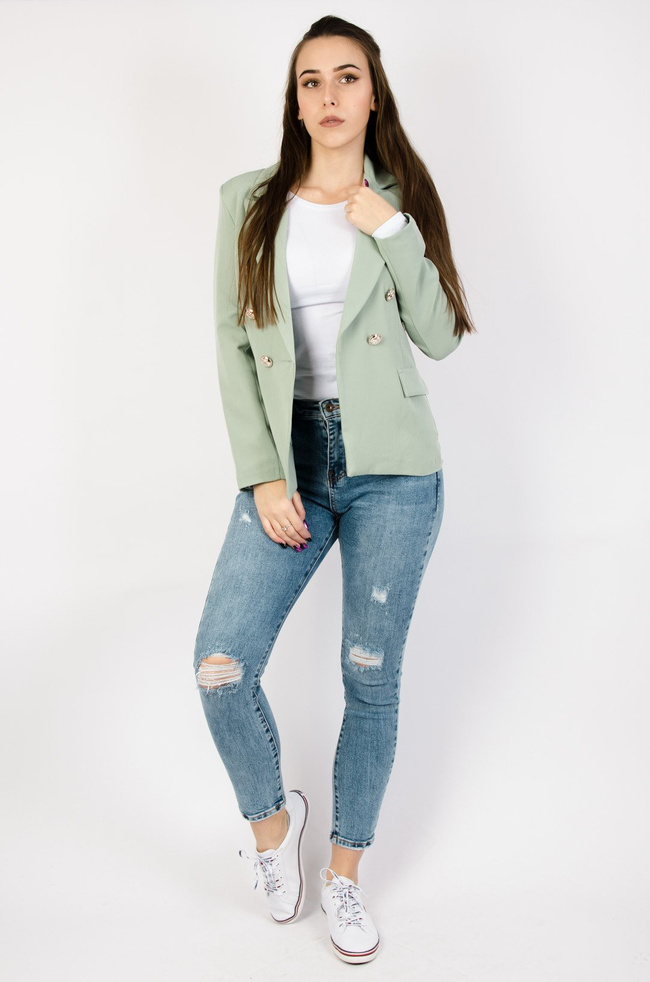 ZIELONA MARYNARKA ZE SREBRNYMI GUZIKAMI 