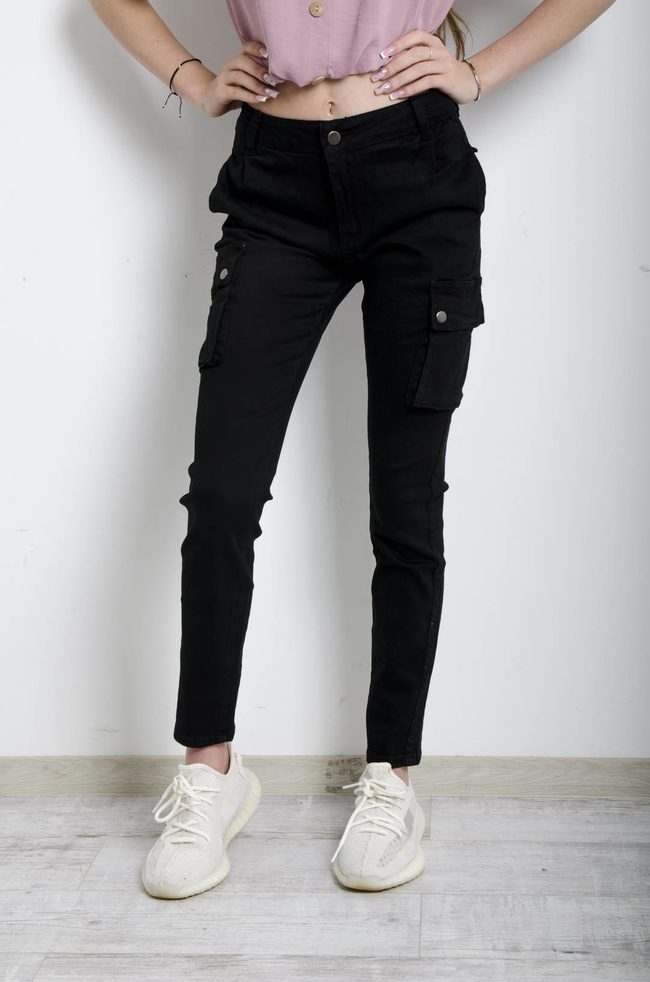 SPODNIE CZARNE CARGO 