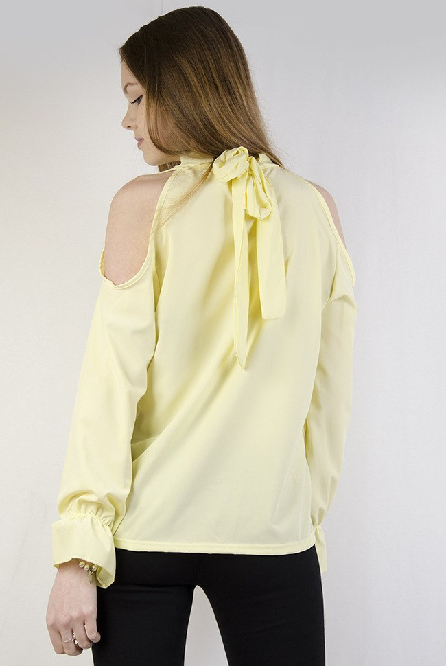 Żółta bluzka z wiązaniem z tyłu