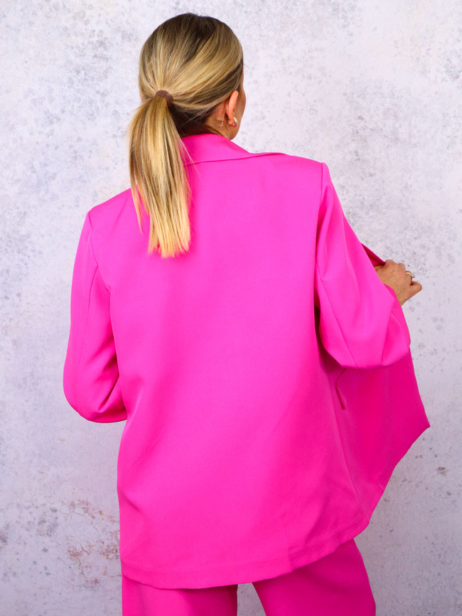 MARYNARKA OVERSIZE Z BIAŁYM LAMPASEM- RÓŻOWA