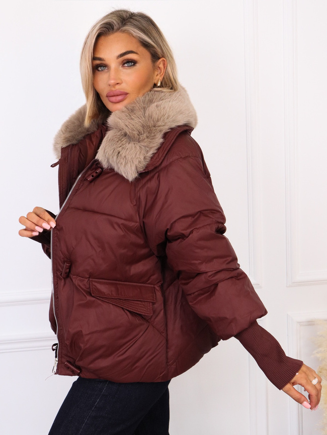 KURTKA ZIMOWA Z ODPINANYM FUTERKIEM- BORDOWA