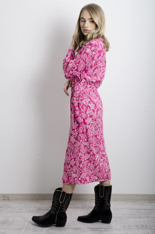 SUKIENKA RÓŻOWA WIĄZANA W PASIE