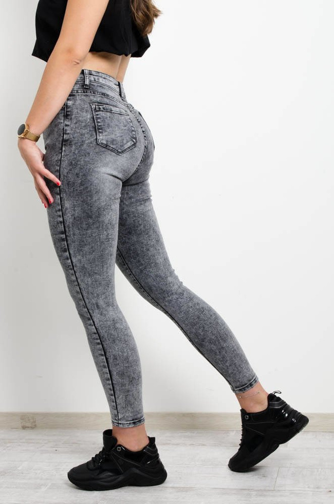SZARE DEKATYZOWANE JEANSY Z WYSKOIM STANEM
