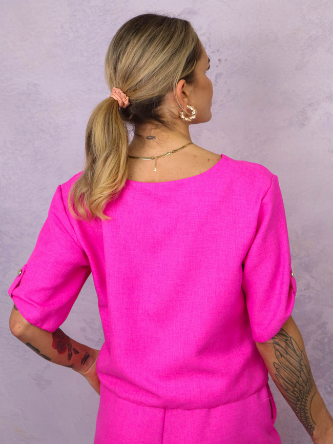 KOMPLET MATERIAŁOWY BLUZKA+ SPODNIE- RÓŻOWY