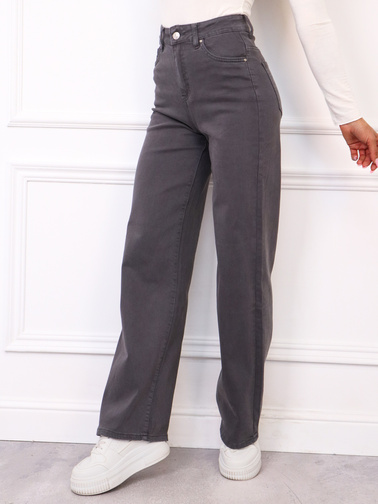 SZARE SPODNIE JEANSOWE Z SZEROKIMI NOGAWKAMI