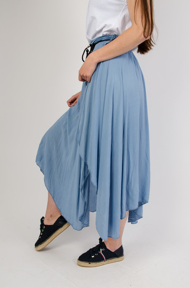 Długa asymetryczna spódnica z wycięciem+ pasek