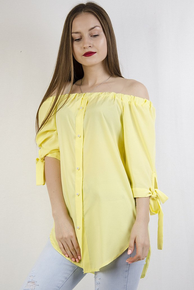 Żółta bluzka z odkrytymi ramionami