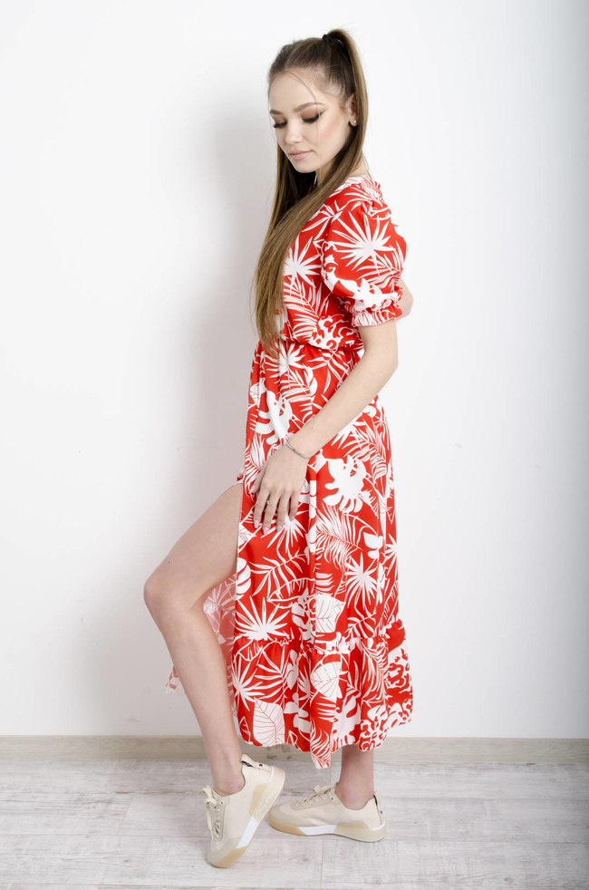 SUKIENKA MAXI W KWIATY - POMARAŃCZOWA