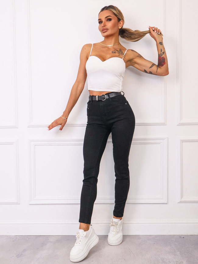 CZARNE SPODNIE SKINNY PUSH UP Z WYSOKIM STANEM