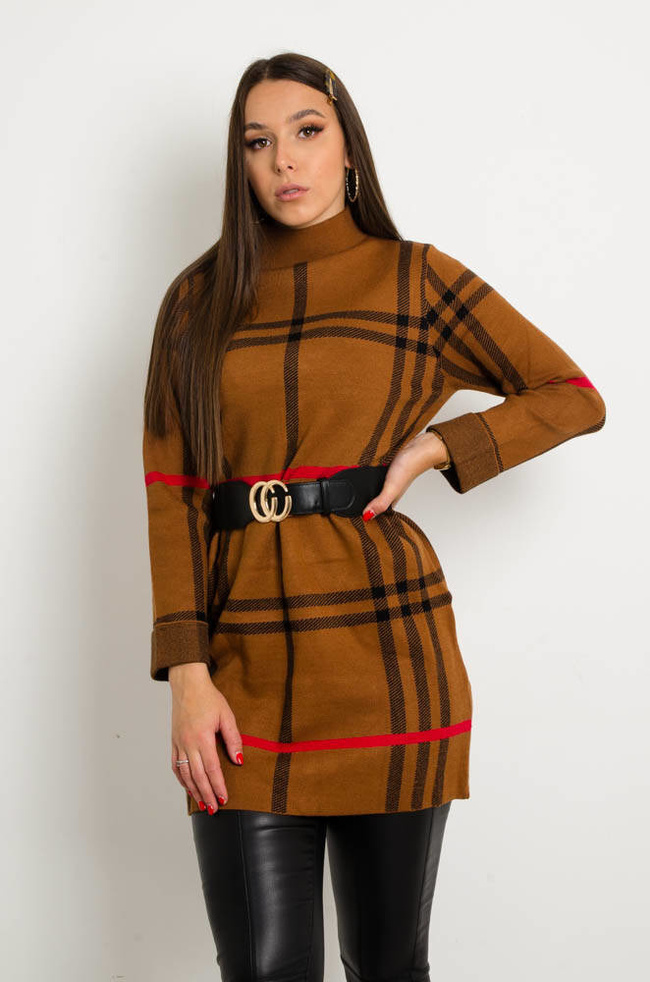 BRĄZOWA SUKIENKA W KRATĘ