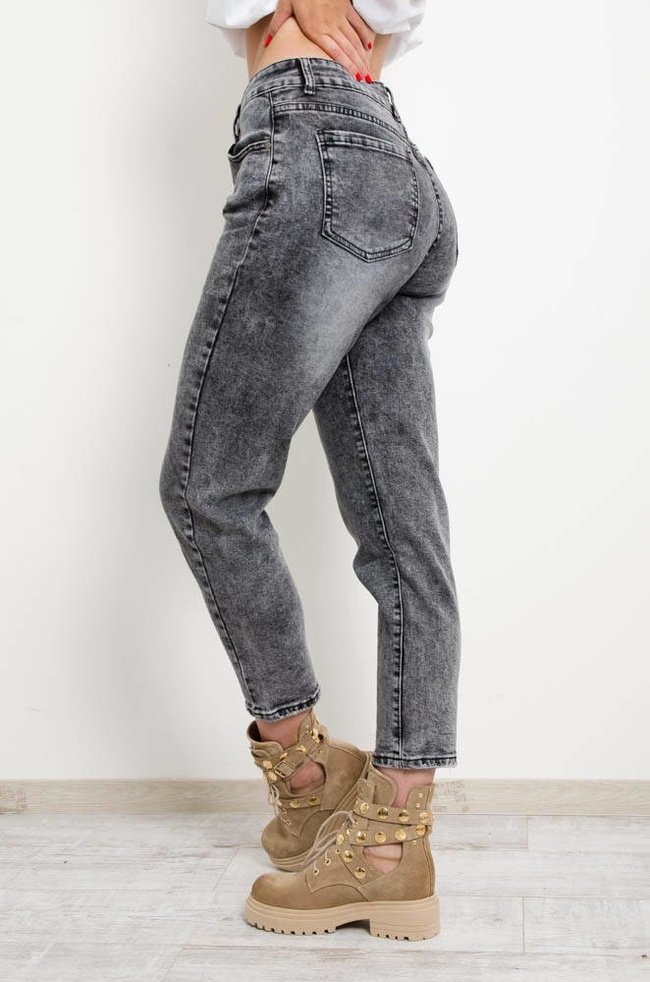 SZARE JEANSY MOM FIT Z WYSOKIM STANEM