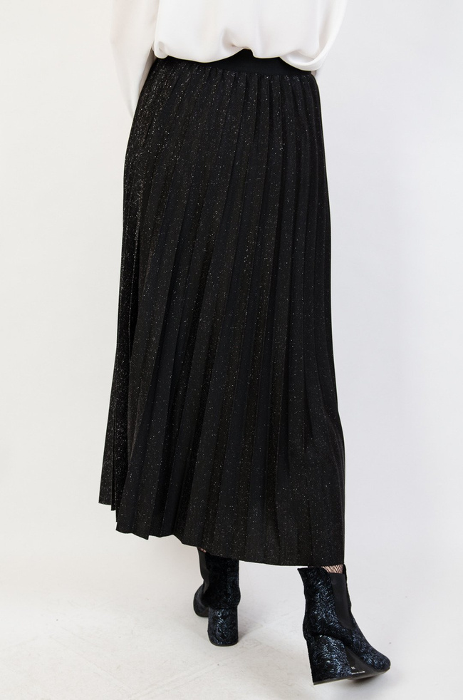 Czarno-brokatowa plisowana spódnica
