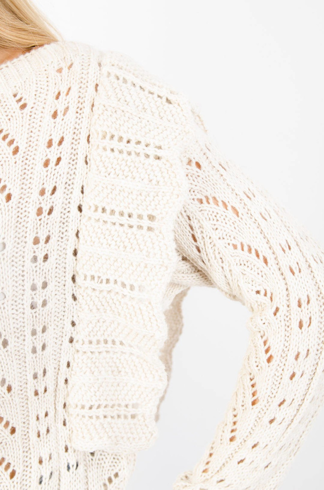 BEŻOWY AŻUROWY SWETER BUTTERFLY