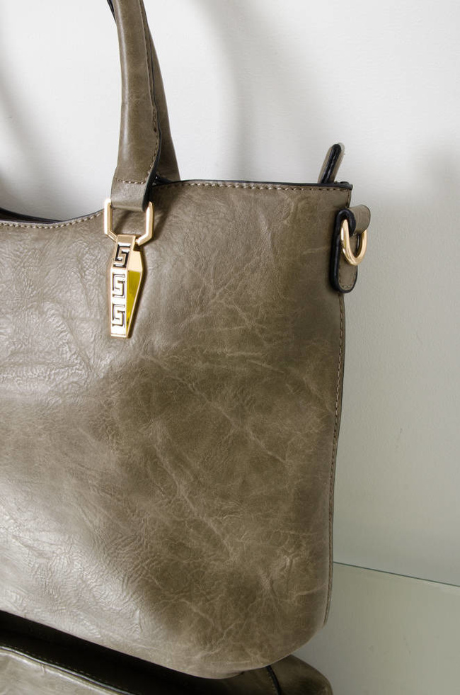 TORBA SHOPPER Z IMITACJI SKÓRY- KHAKI