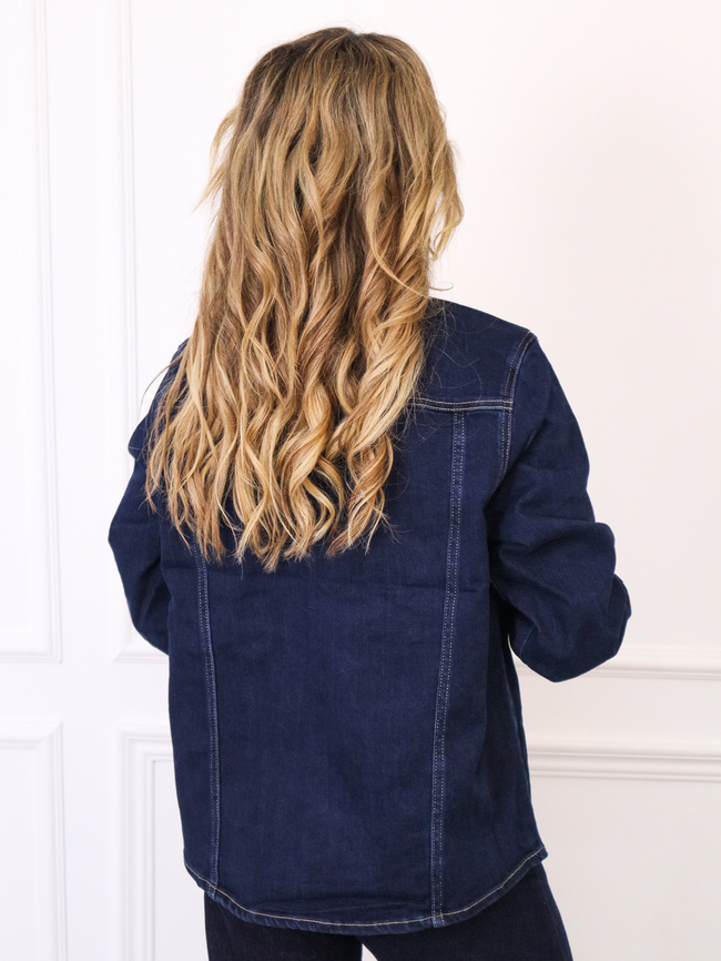 KOSZULA JEANSOWA OVERSIZE ZAPINANA NA GUZIKI- GRANATOWA