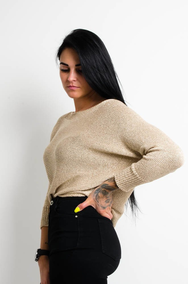 ZŁOTY SWETEREK Z WIĄZANIEM NA PLECACH