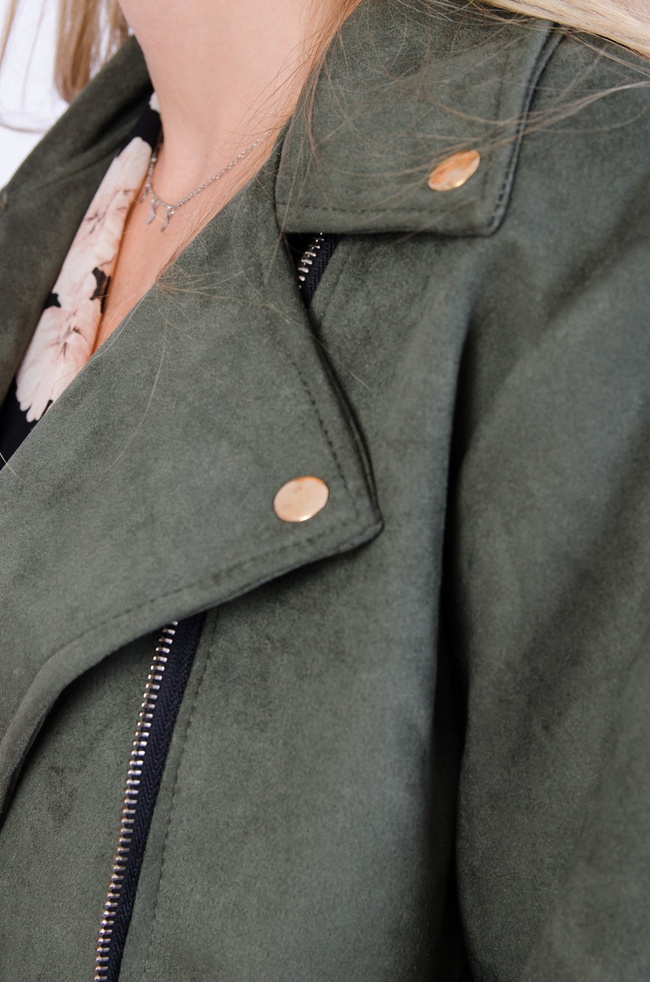 Zielona zamszowa ramoneska M-XXL