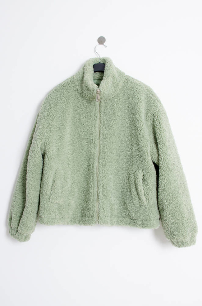 ZIELONA KURTKA Z FUTERKA ZE STÓJKĄ