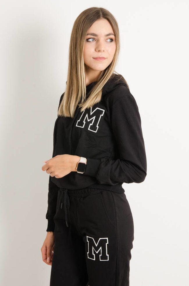 KOMPLET DRESOWY Z OZDOBNĄ NASZYWKĄ- CZARNY