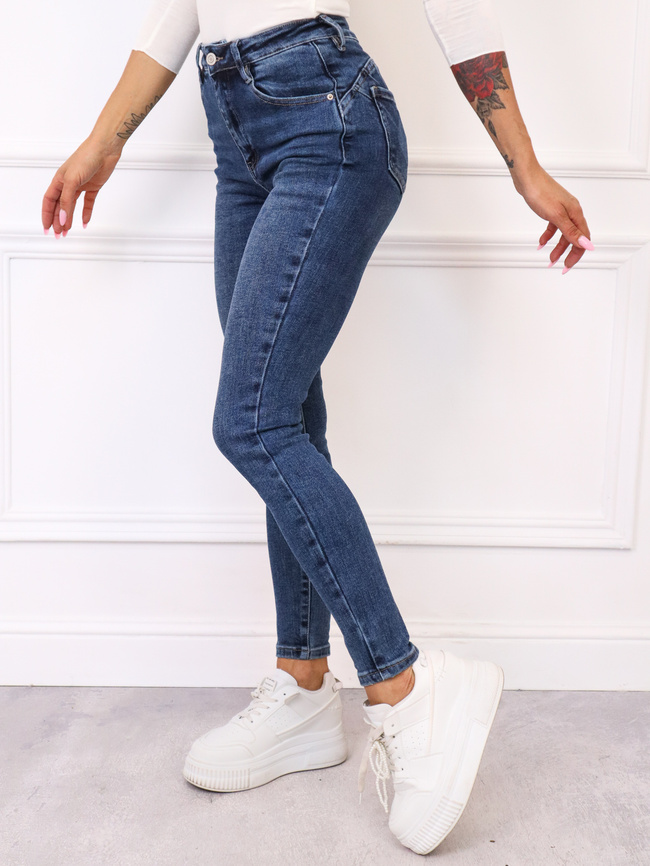 SPODNIE JEANSOWE SKINNY PUSH UP- GRANATOWE