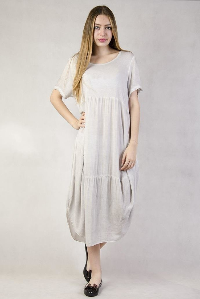 Asymetryczna, długa sukienka szara