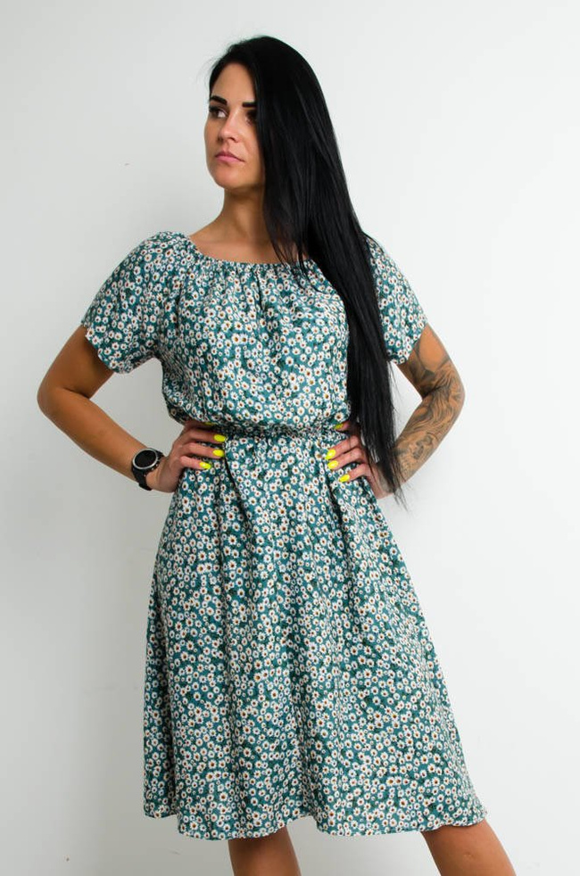ZIELONA SUKIENKA HISZPANKA W DROBNE KWIATY