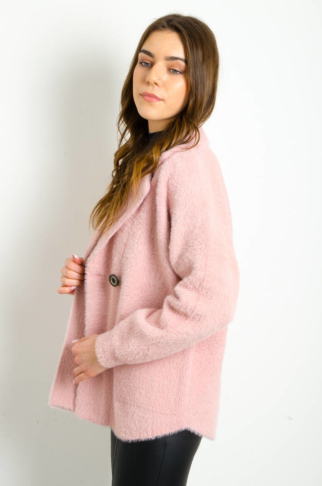 KURTKA WEŁNIANA ALPAKA KRÓTKA- RÓŻOWA