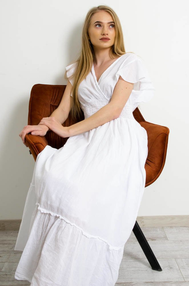 BIAŁA DŁUGA MUŚLINOWA SUKIENKA NA ZAKŁĄDKĘ