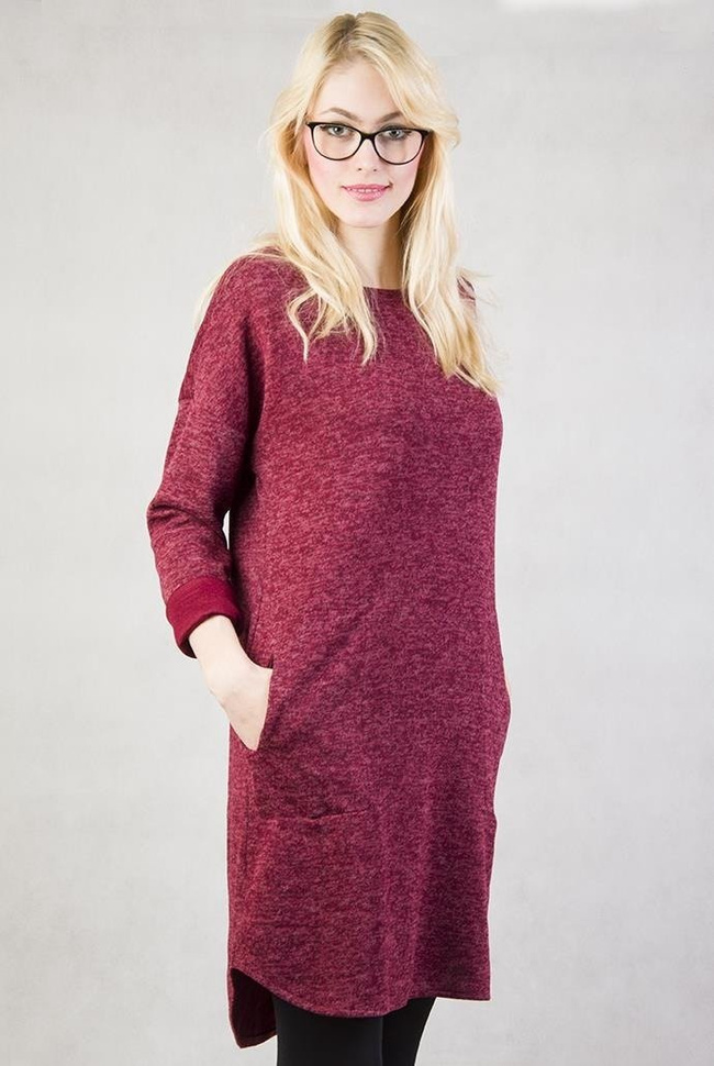 Asymetryczna bordowa tunika