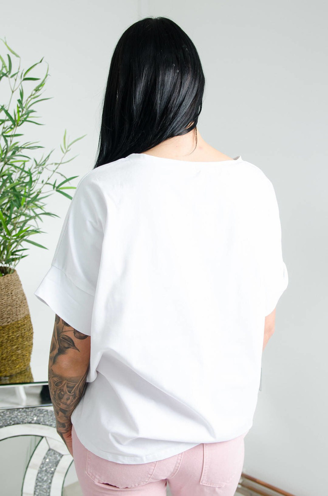 BIAŁA BLUZKA OVERSIZE Z NAPISEM J'ADORE PARIS