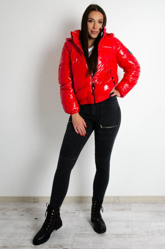 CZERWONA WINYLOWA KURTKA