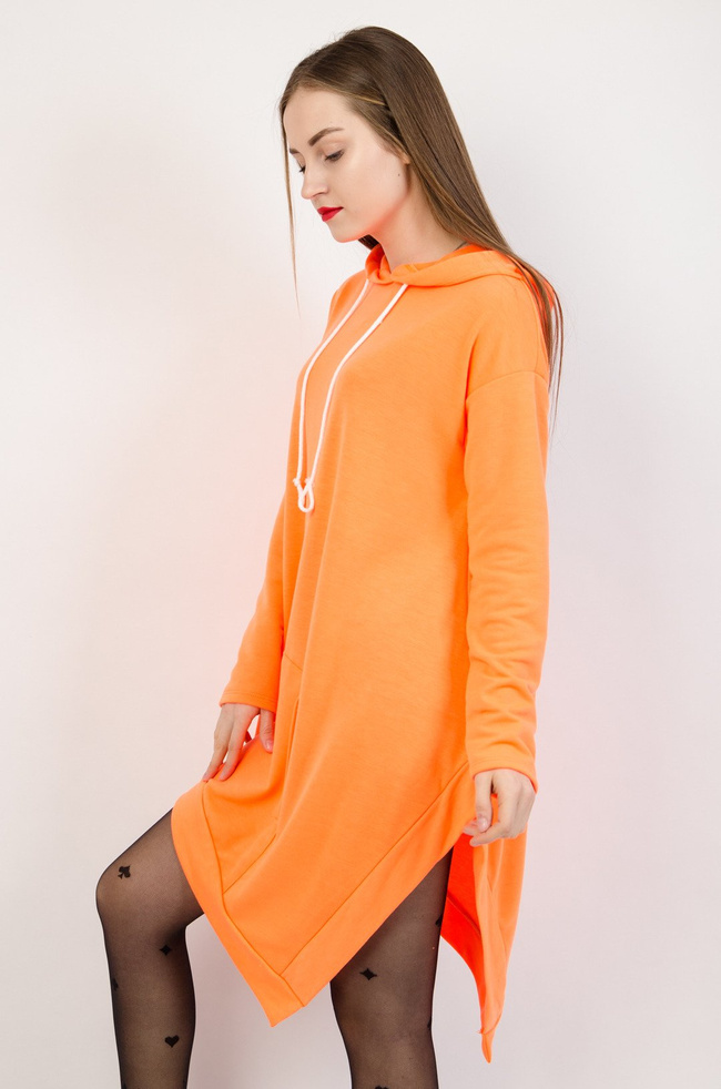 Neonowa asymetryczna bluza z kapturem