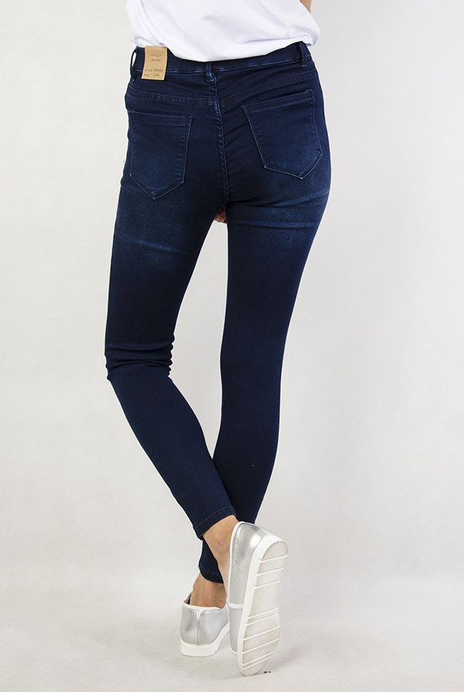 (Rozmiary L-XXXXL) Granatowe spodnie z gumką w pasie