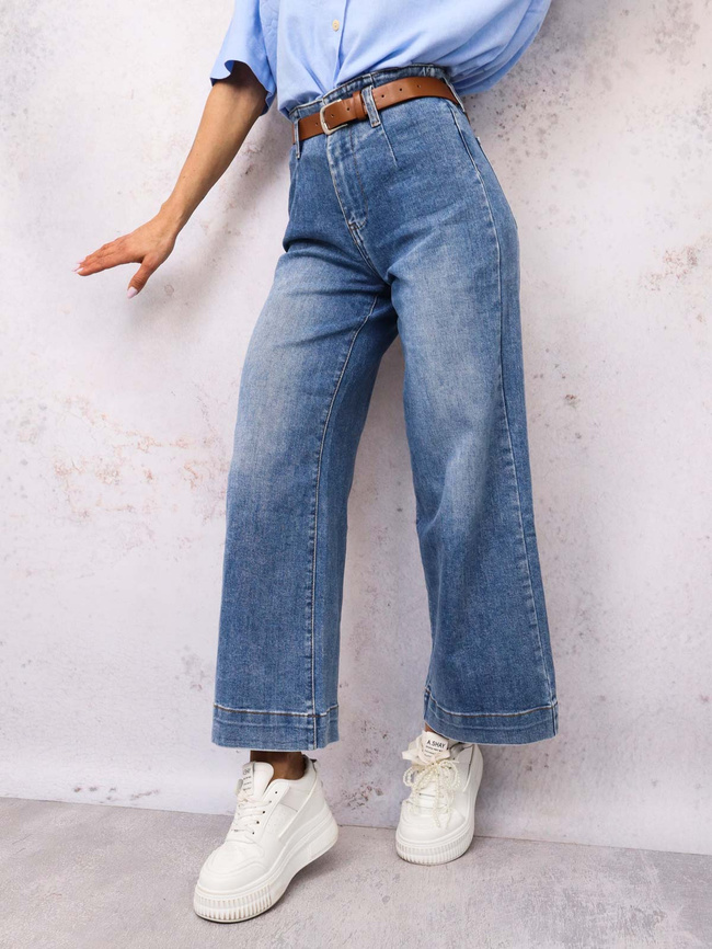 JEANSOWE SPODNIE Z SZEROKIMI NOGAWKAMI+ PASEK