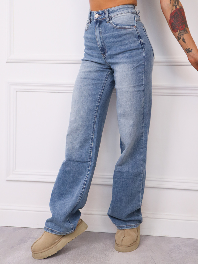 SPODNIE JEANSOWE Z WYSOKIM STANEM I SZEROKIMI NOGAWKAMI