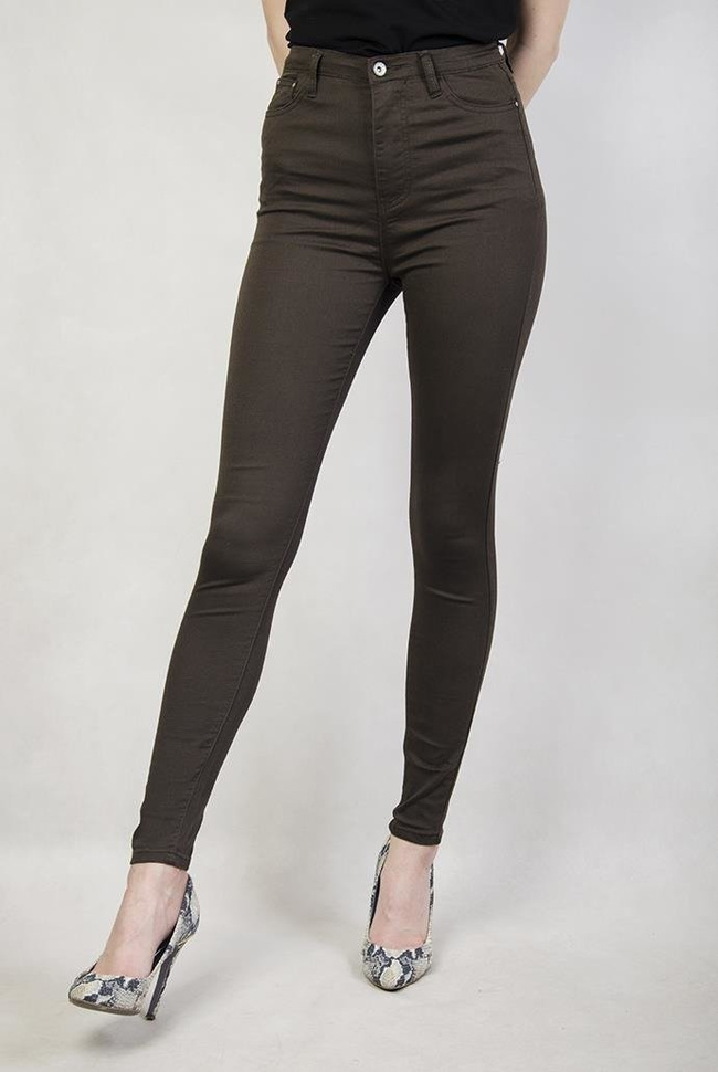 Spodnie khaki skinny z wysokim stanem