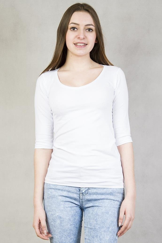 Biały basic "w serek" z zakrytymi plecami